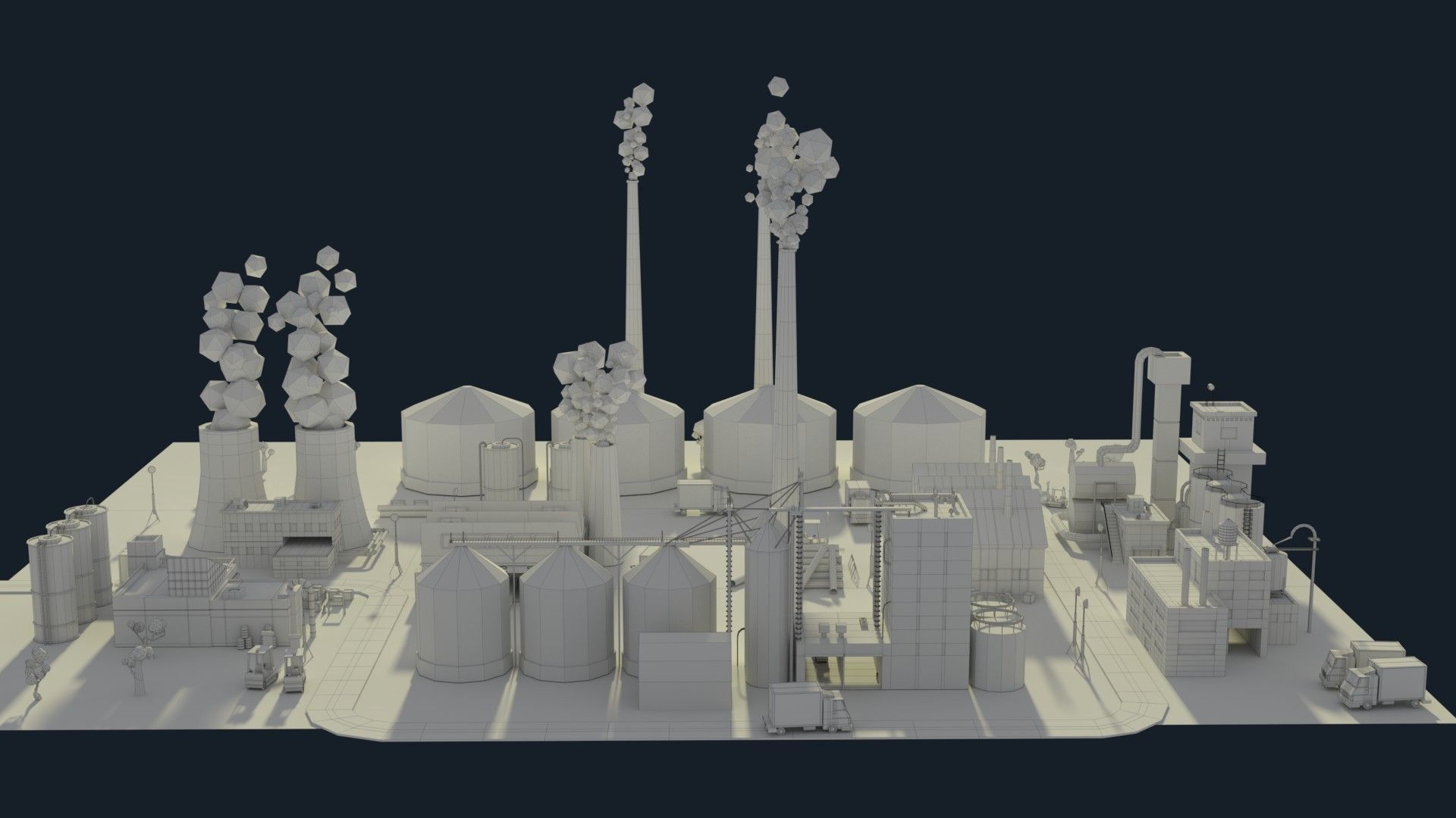 Low Poly Industrial Complex Pack Low-poly 3D model_13