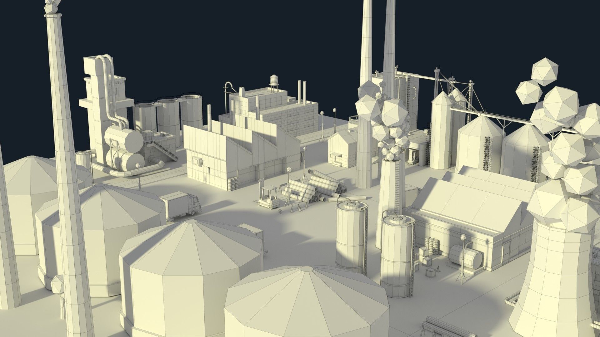 Low Poly Industrial Complex Pack Low-poly 3D model_11