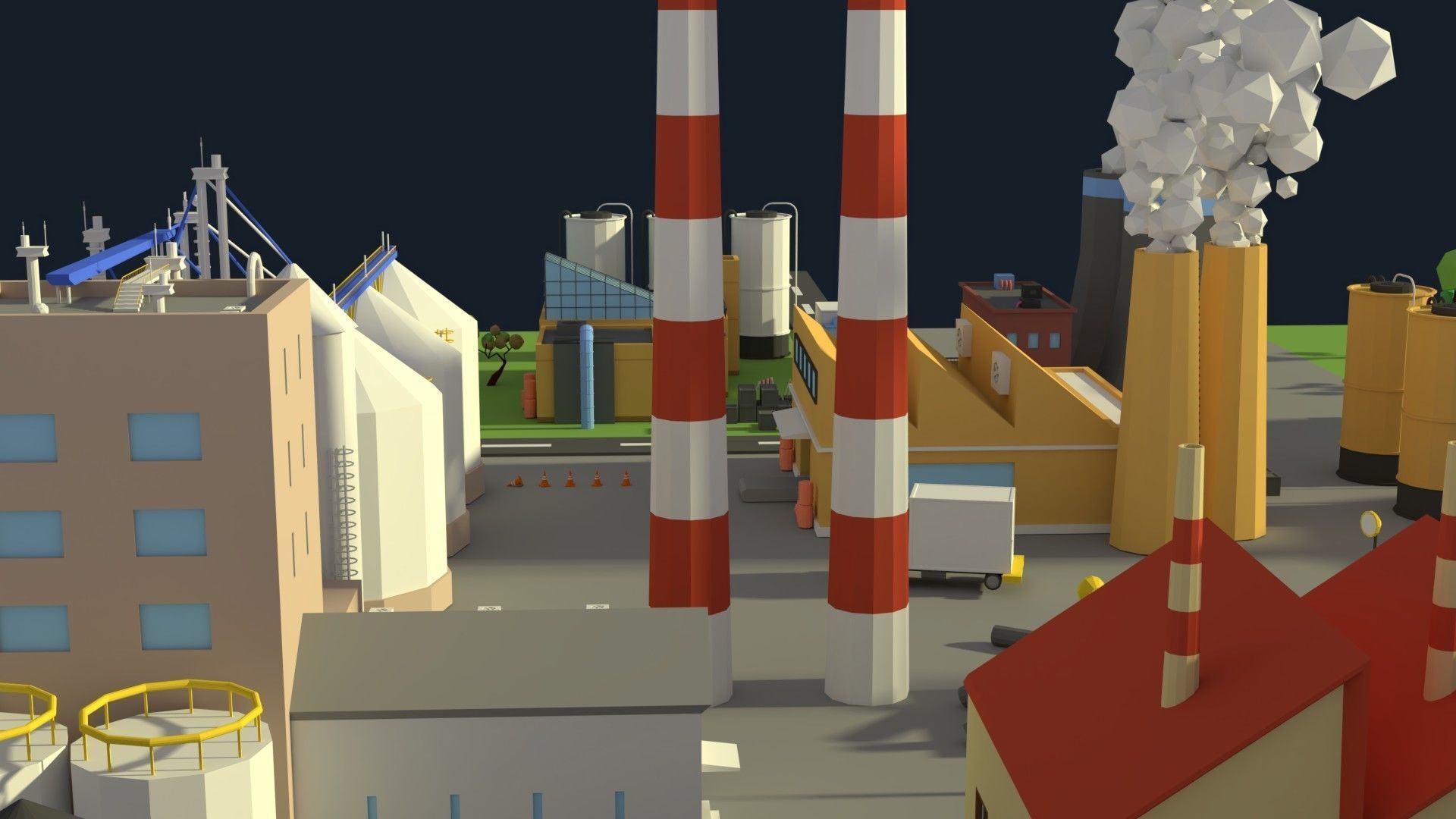Low Poly Industrial Complex Pack Low-poly 3D model_6