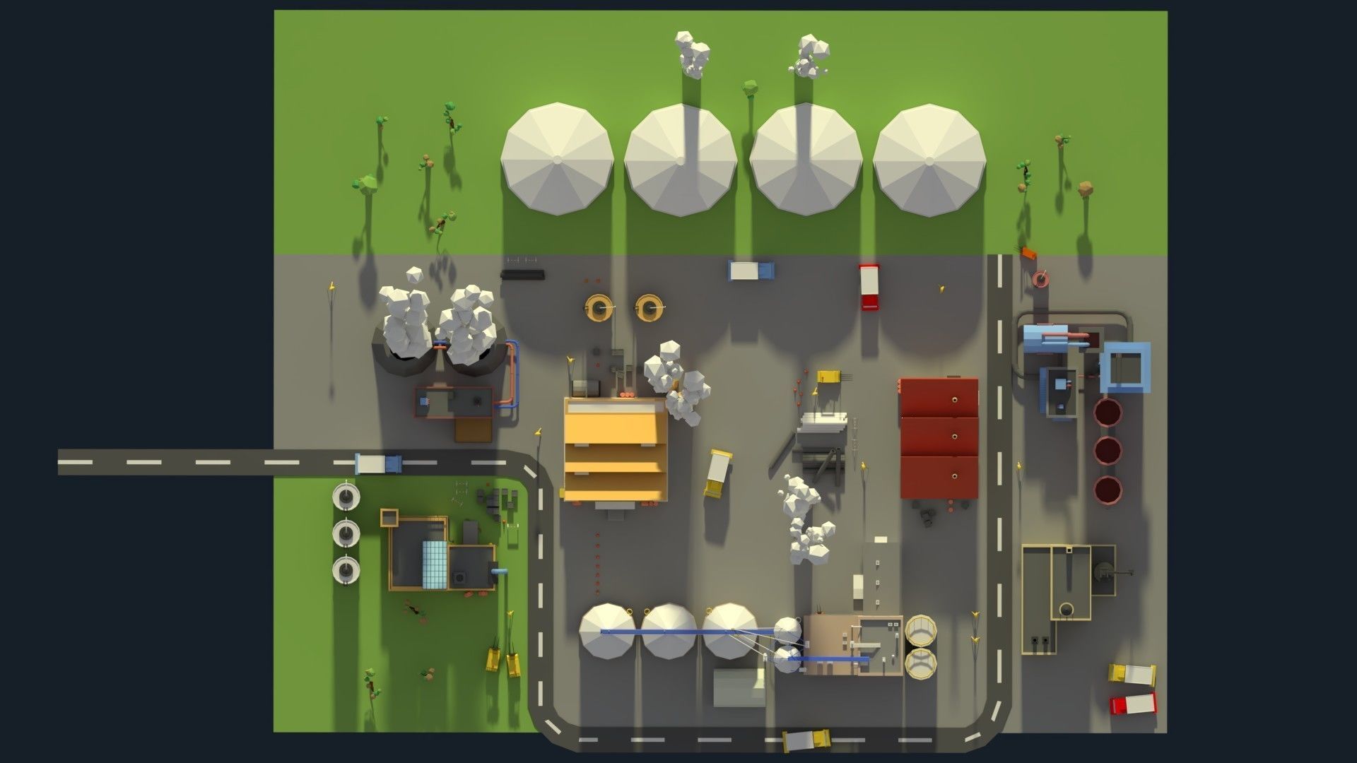 Low Poly Industrial Complex Pack Low-poly 3D model_4
