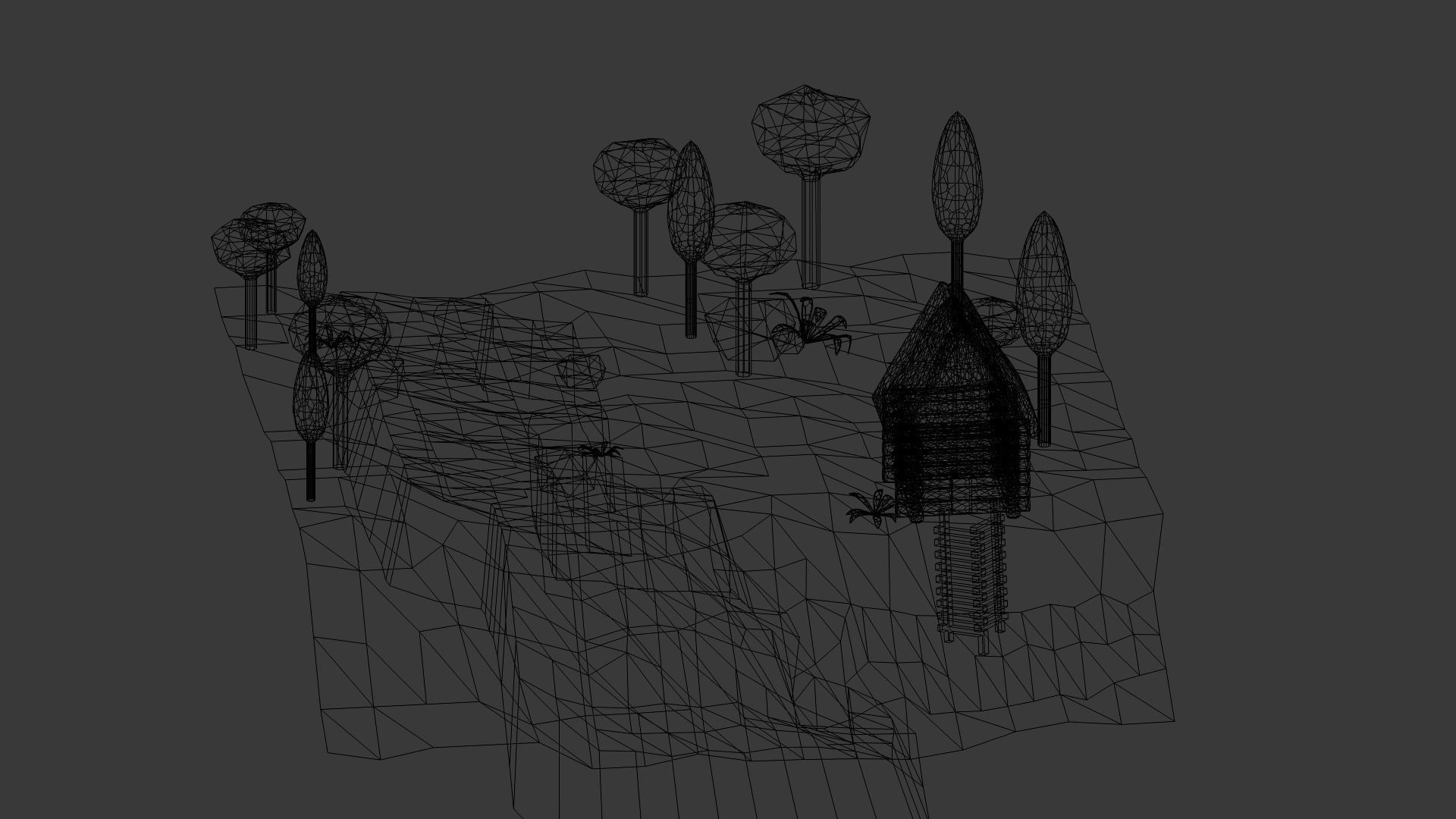 Near the river lowpoly scene Low-poly 3D model_6