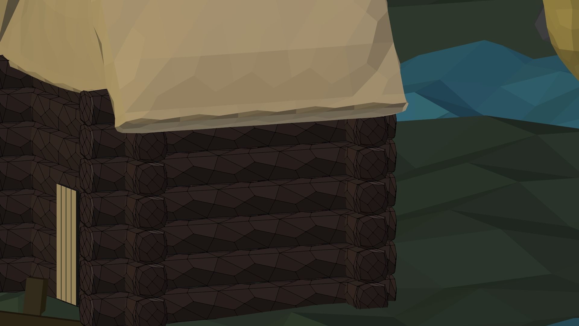 Near the river lowpoly scene Low-poly 3D model_7