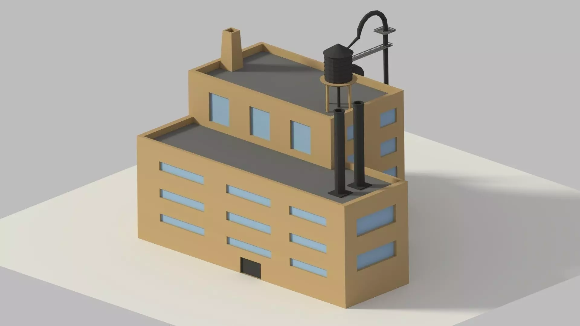 Low Poly Cartoon Refinery Low-poly 3D model