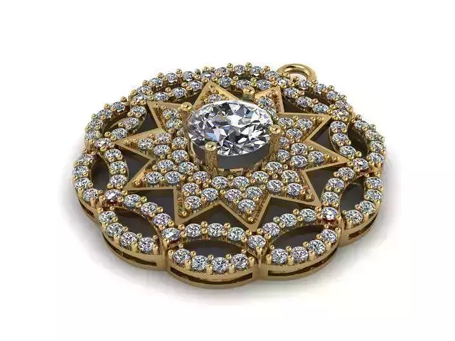 T00191 gold pendant with diamond in center