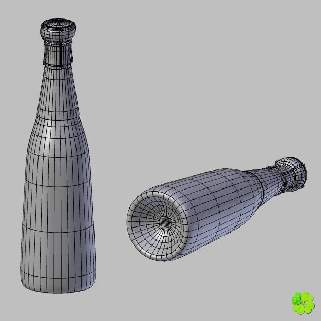 Champagne bottle low poly Low-poly 3D model_20