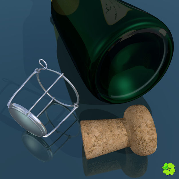 Champagne bottle low poly Low-poly 3D model_10