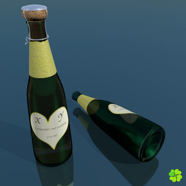 Champagne bottle low poly Low-poly 3D model_12