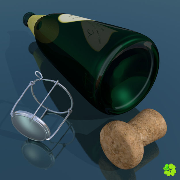 Champagne bottle low poly Low-poly 3D model_15