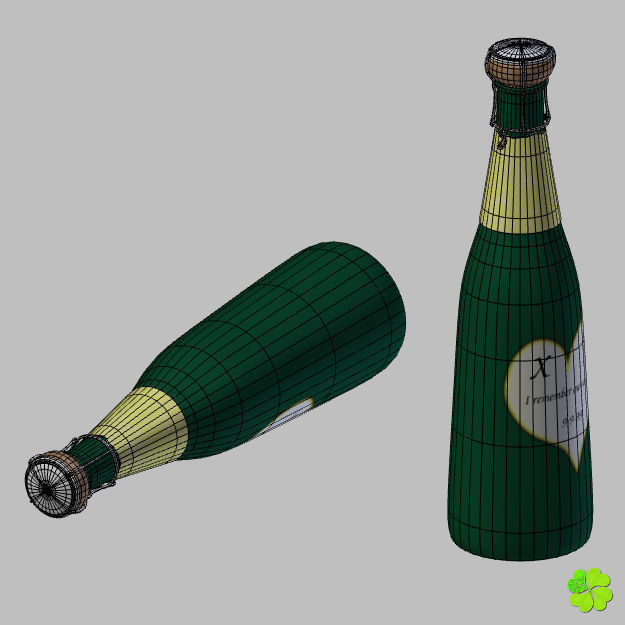 Champagne bottle low poly Low-poly 3D model_39