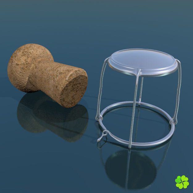 Champagne bottle low poly Low-poly 3D model_5