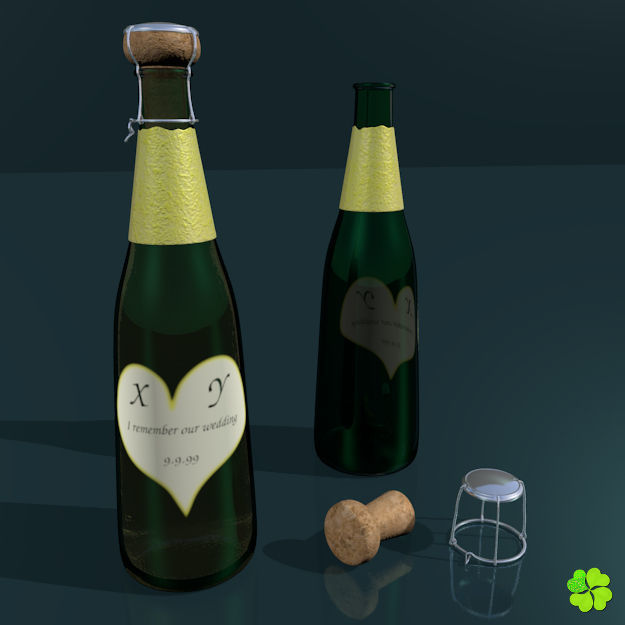 Champagne bottle low poly Low-poly 3D model_1
