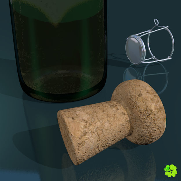 Champagne bottle low poly Low-poly 3D model_3