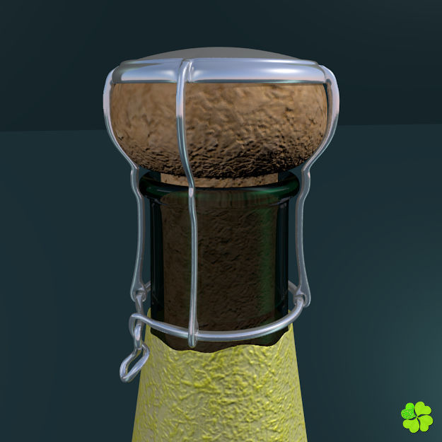 Champagne bottle low poly Low-poly 3D model_2