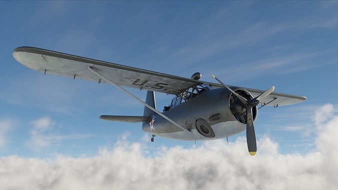 Curtiss Owl - WW2 Plane Low-poly 3D model
