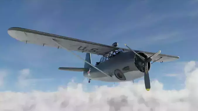 Curtiss Owl - WW2 Plane Low-poly 3D model