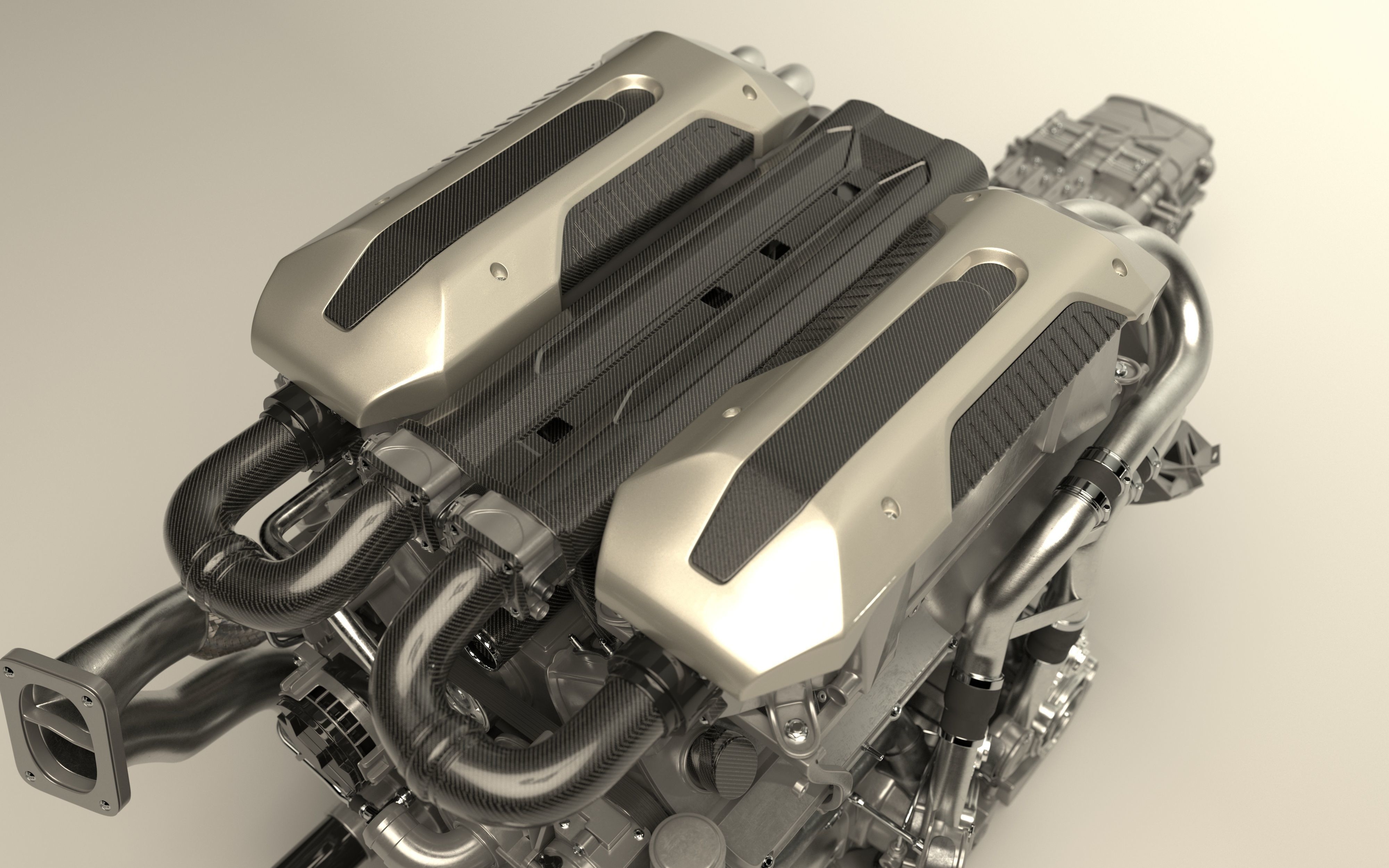 Bugatti W16 Engine - Chiron - Divo Low-poly 3D model_6