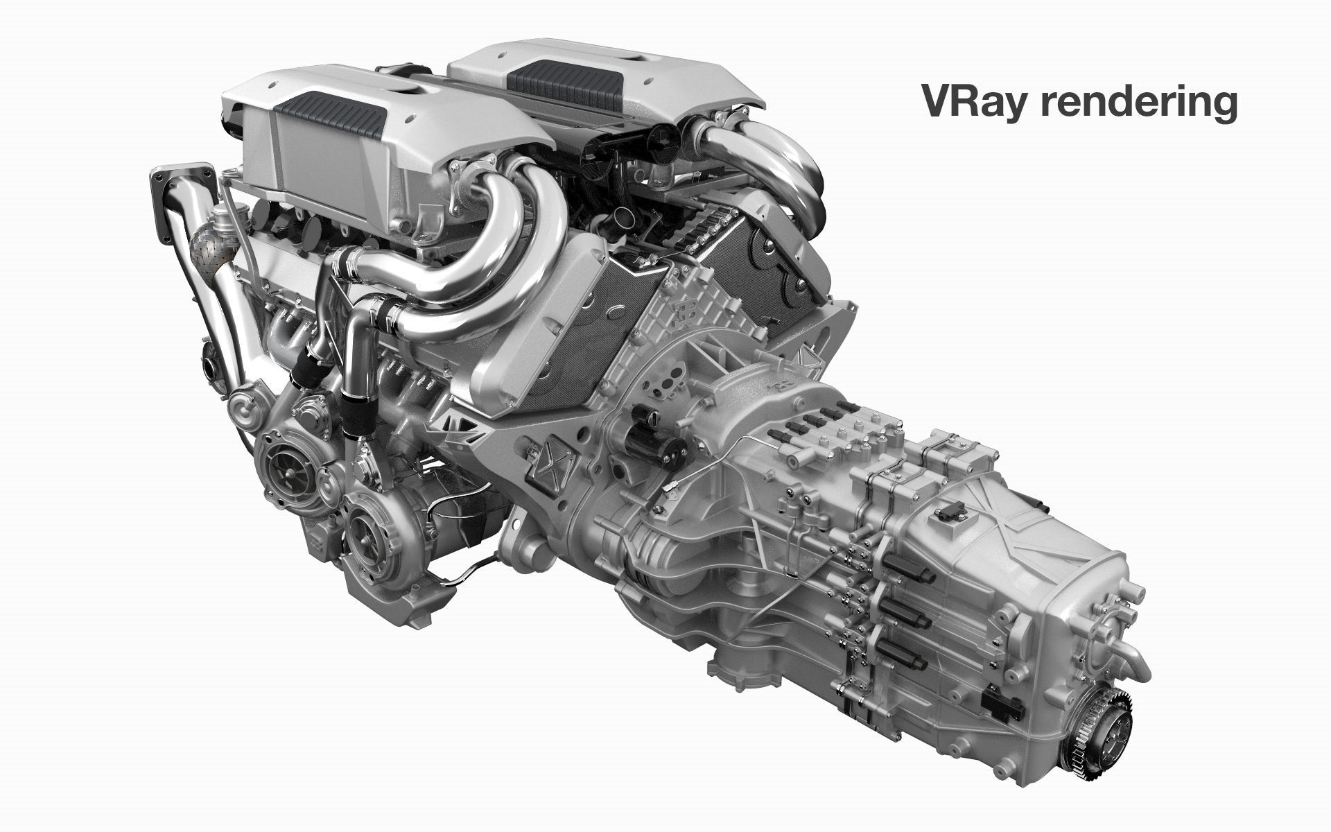 Bugatti W16 Engine - Chiron - Divo Low-poly 3D model_11