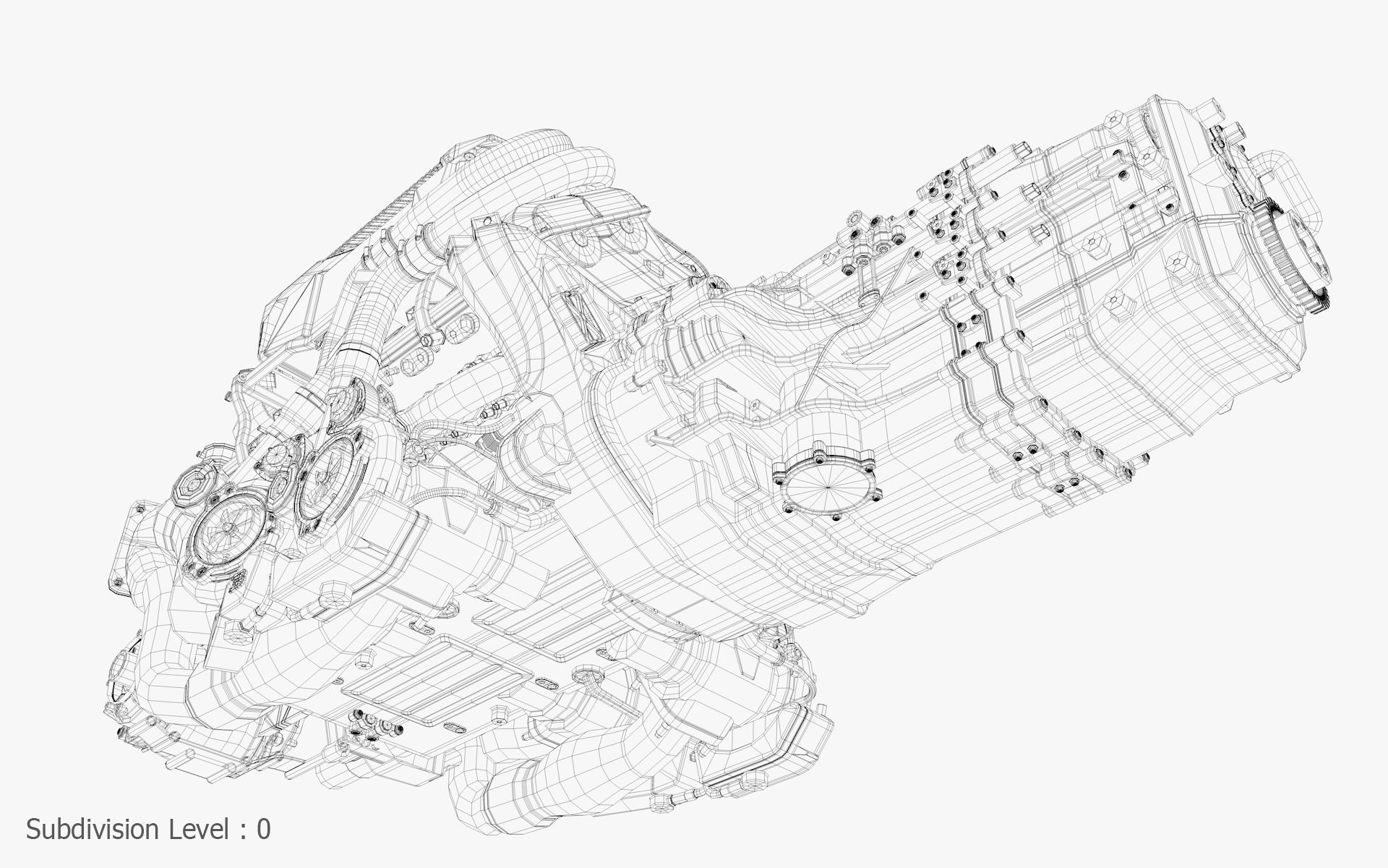 Bugatti W16 Engine - Chiron - Divo Low-poly 3D model_51