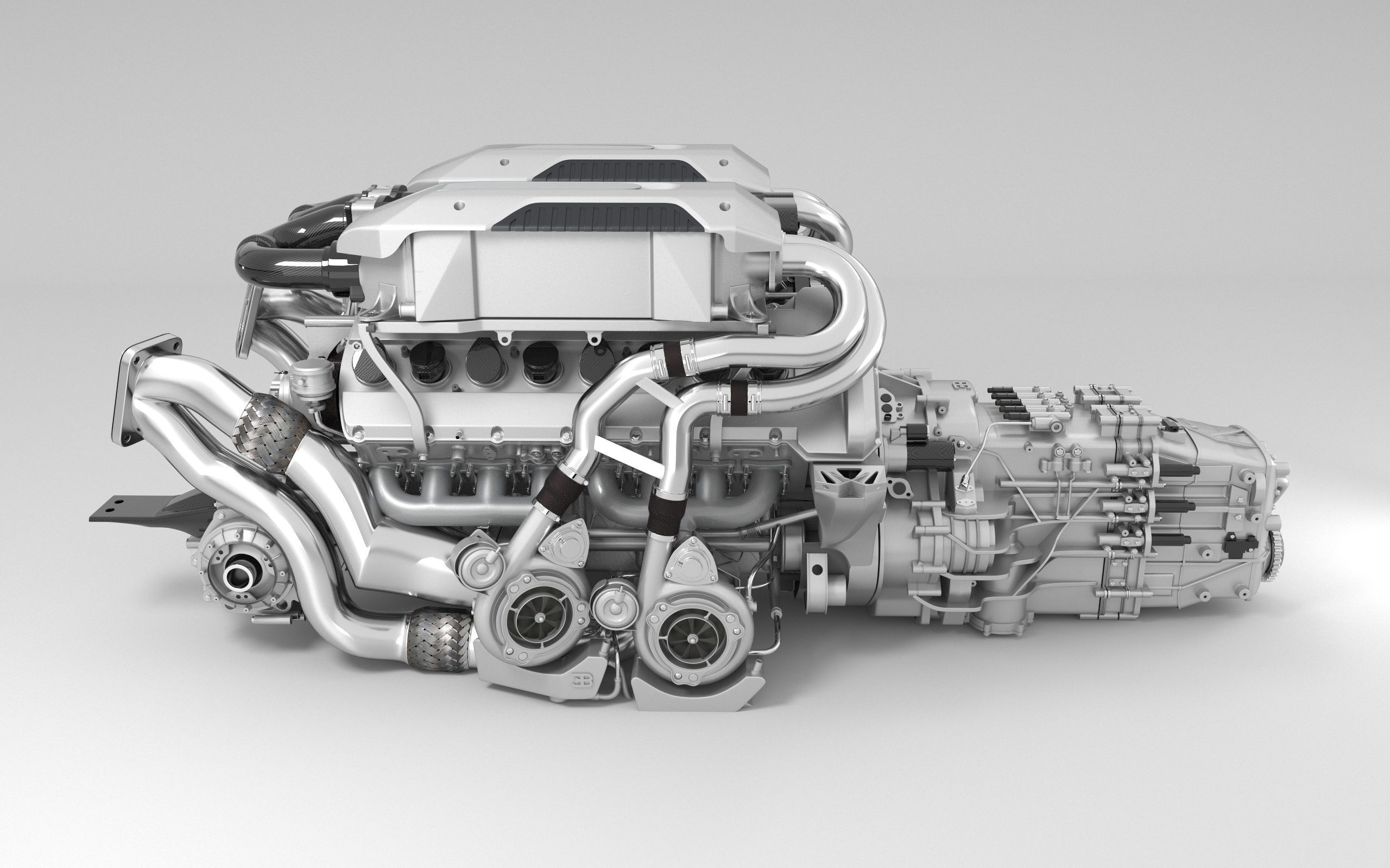 Bugatti W16 Engine - Chiron - Divo Low-poly 3D model_13