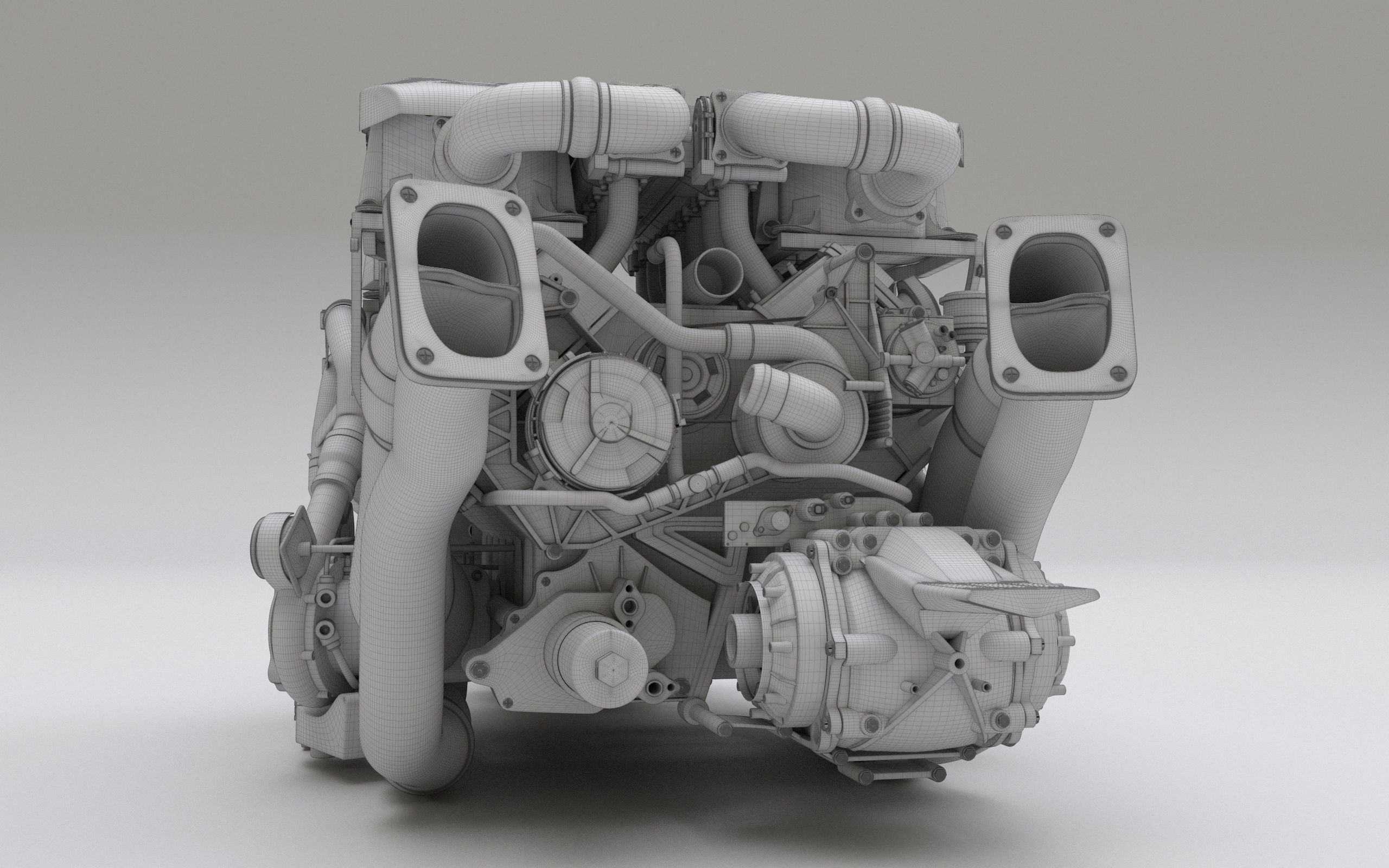 Bugatti W16 Engine - Chiron - Divo Low-poly 3D model_29
