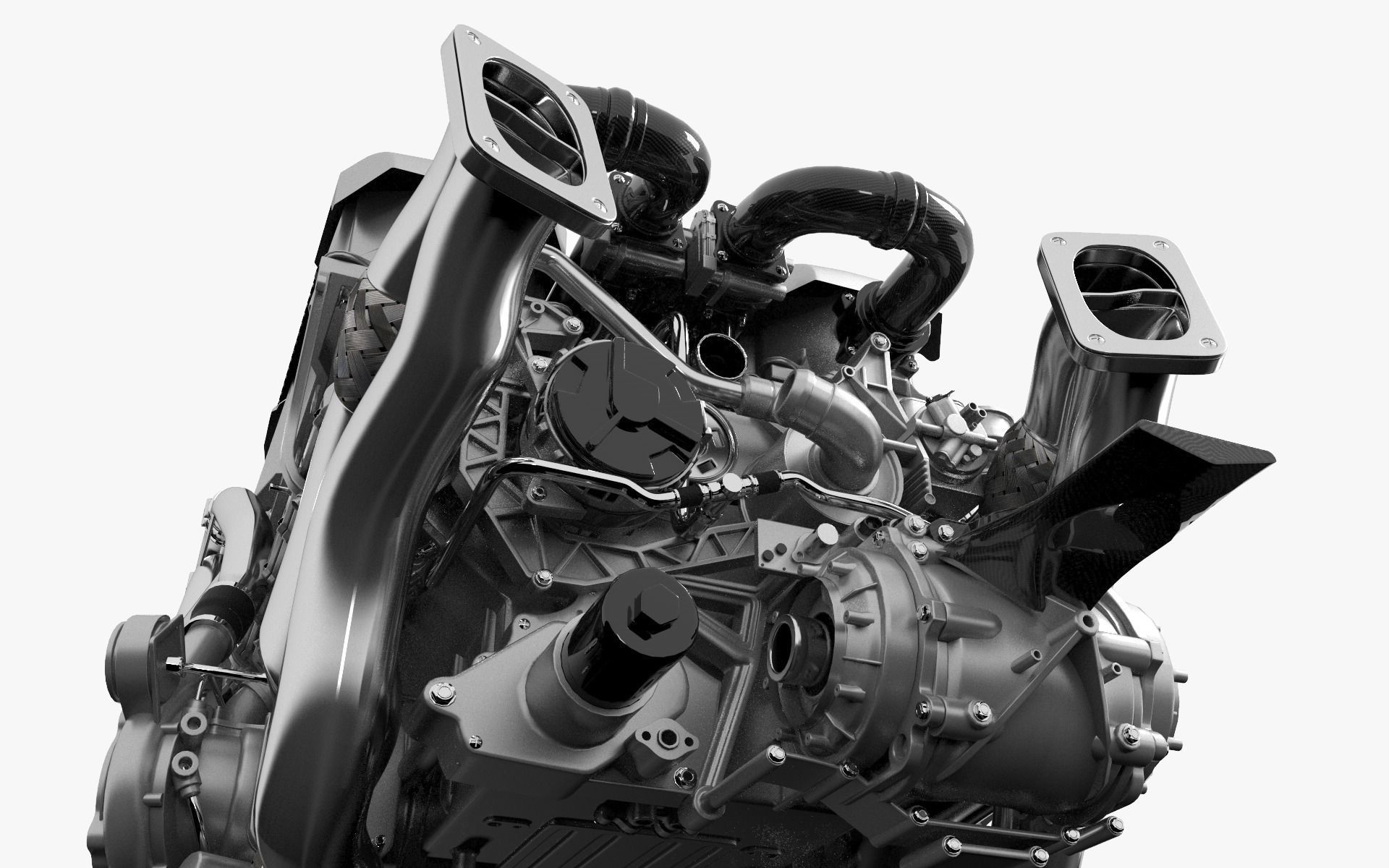 Bugatti W16 Engine - Chiron - Divo Low-poly 3D model_22