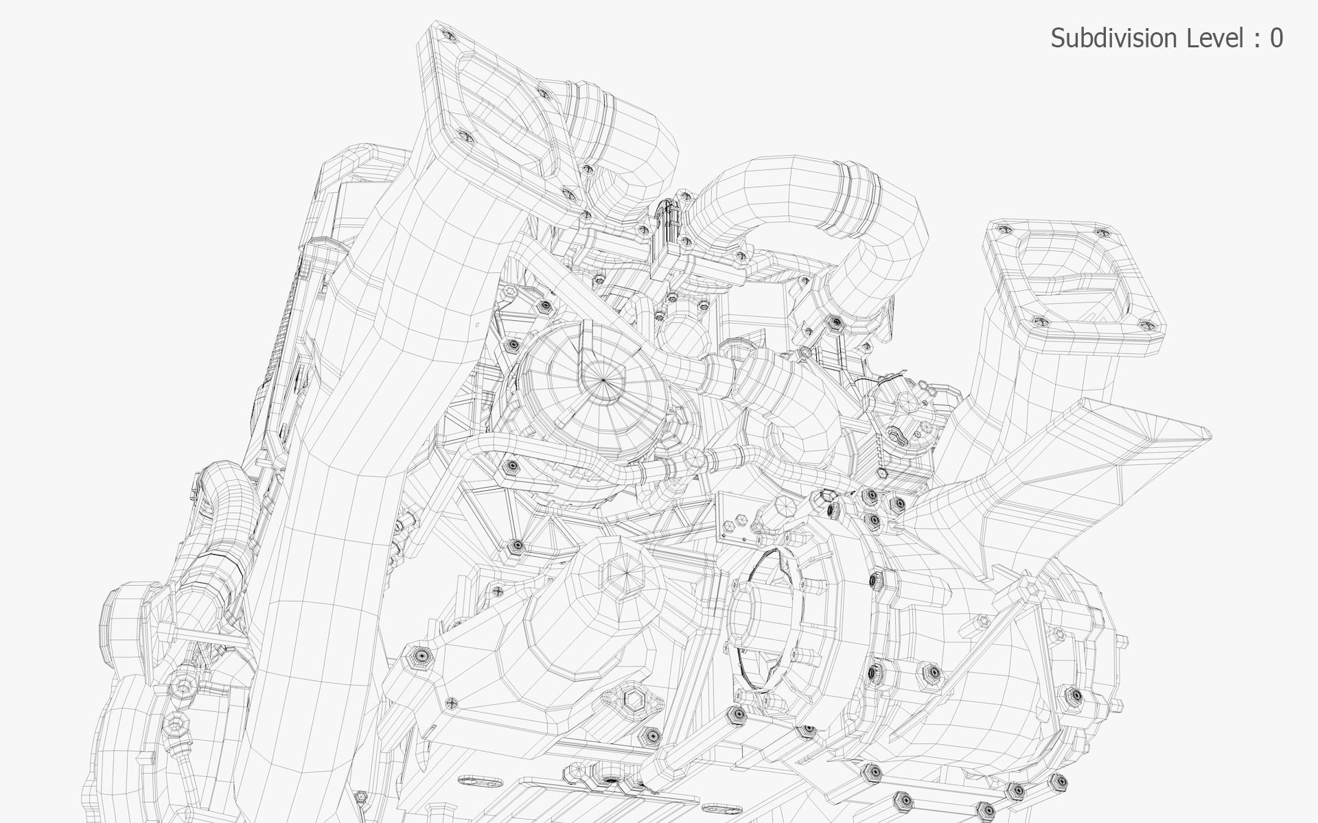 Bugatti W16 Engine - Chiron - Divo Low-poly 3D model_53