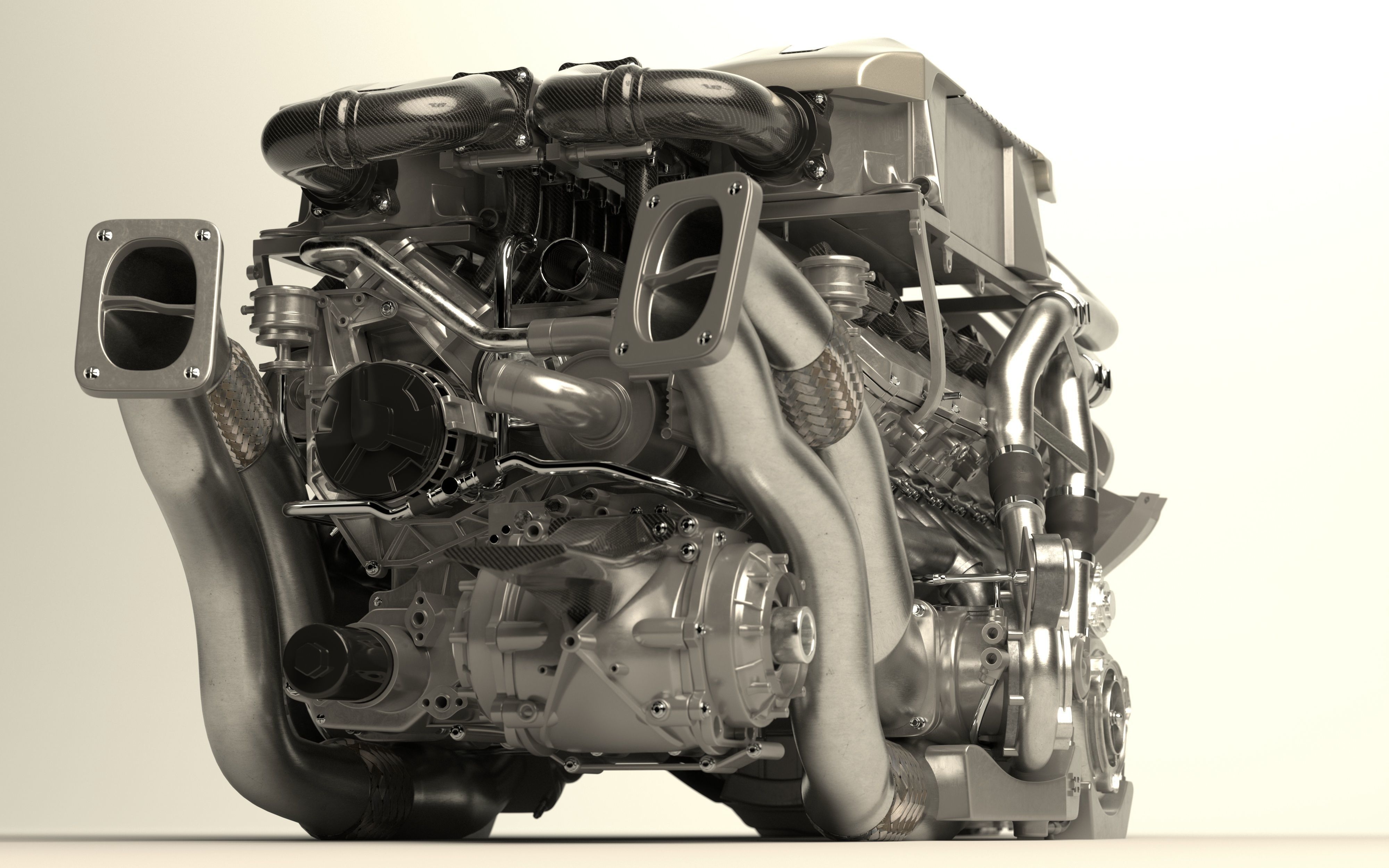 Bugatti W16 Engine - Chiron - Divo Low-poly 3D model_4