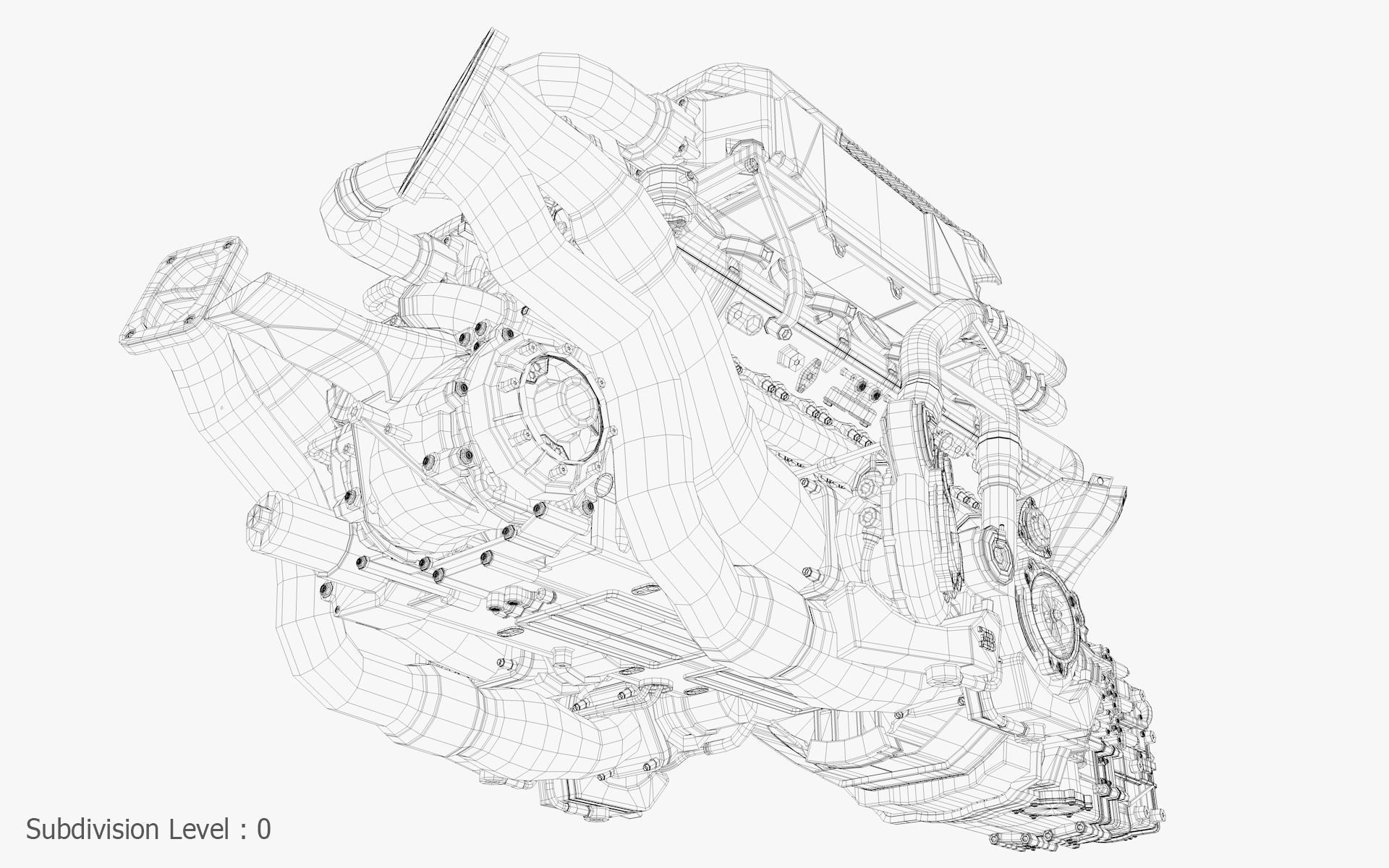 Bugatti W16 Engine - Chiron - Divo Low-poly 3D model_37