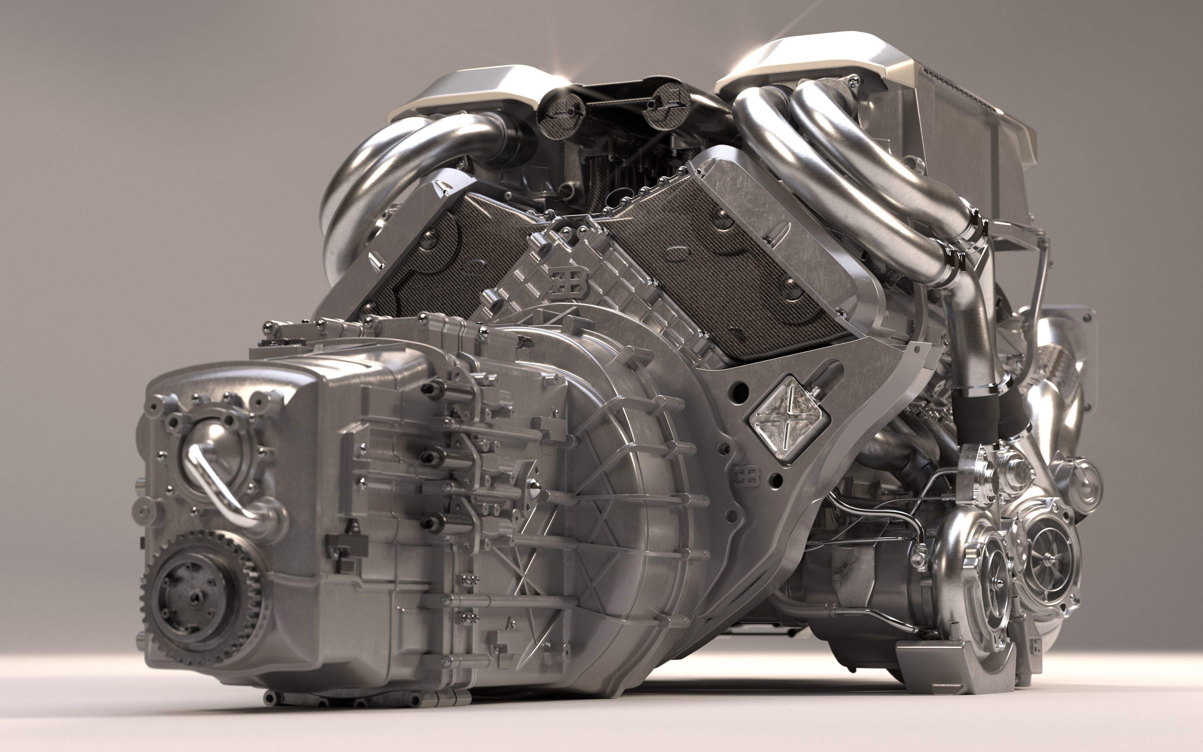 Bugatti W16 Engine - Chiron - Divo Low-poly 3D model_8
