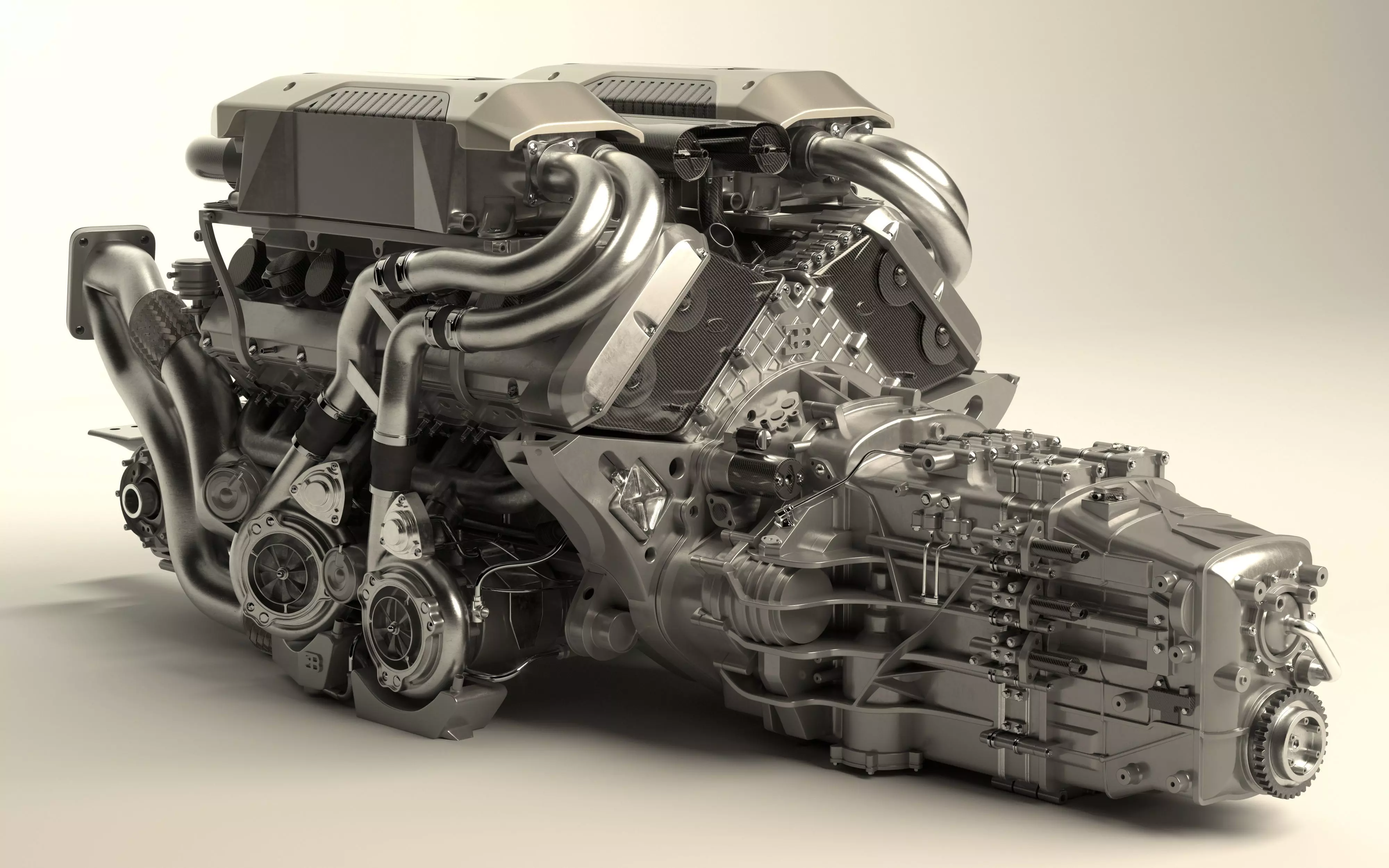 Bugatti W16 Engine - Chiron - Divo Low-poly 3D model_0