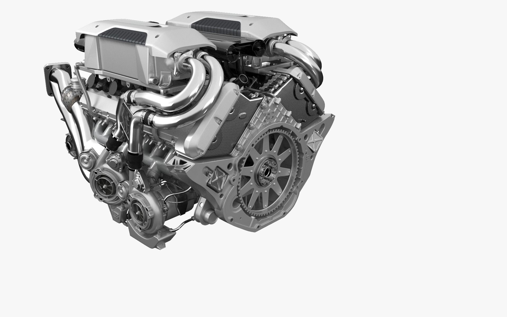 Bugatti W16 Engine - Chiron - Divo Low-poly 3D model_19