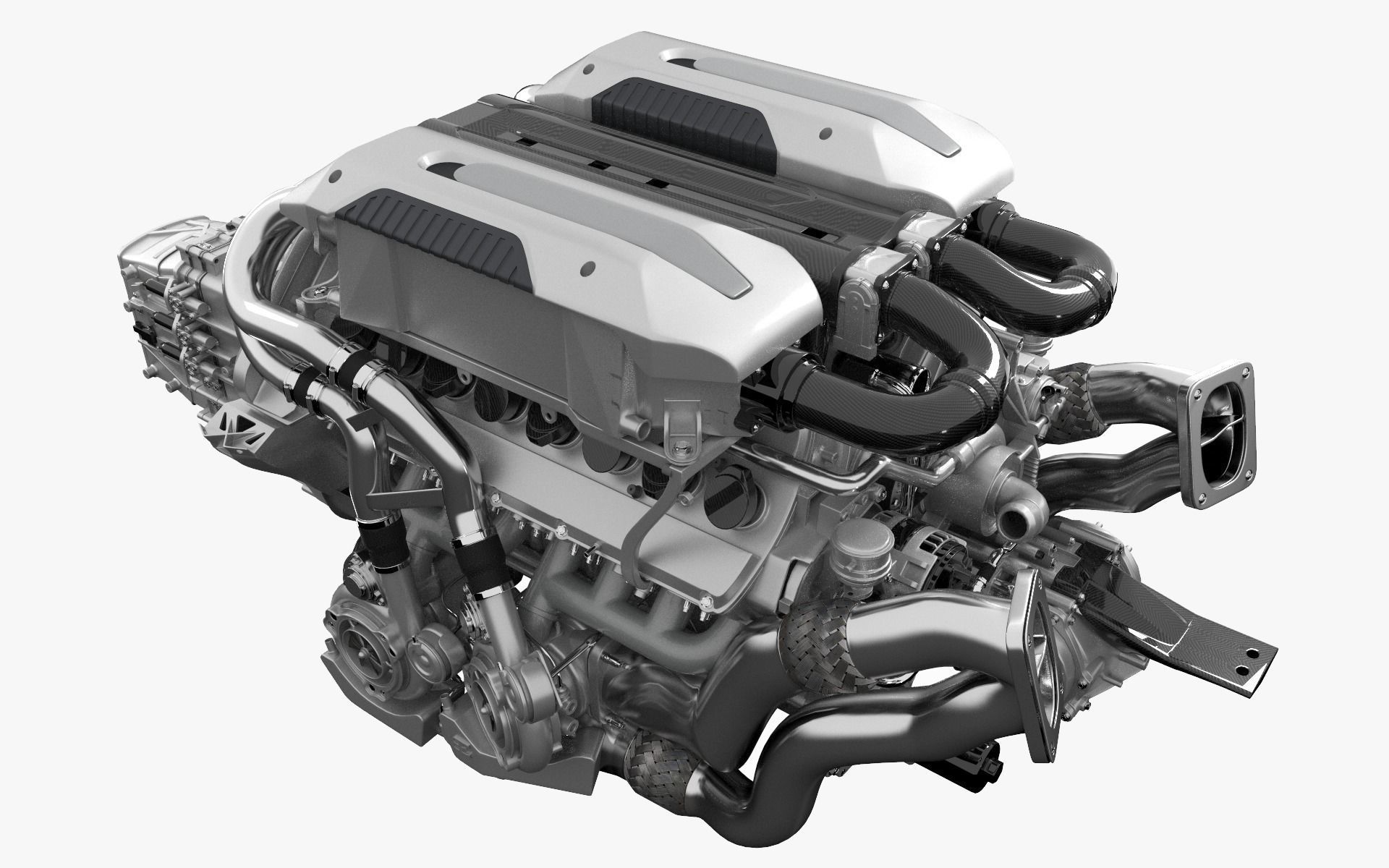 Bugatti W16 Engine - Chiron - Divo Low-poly 3D model_15