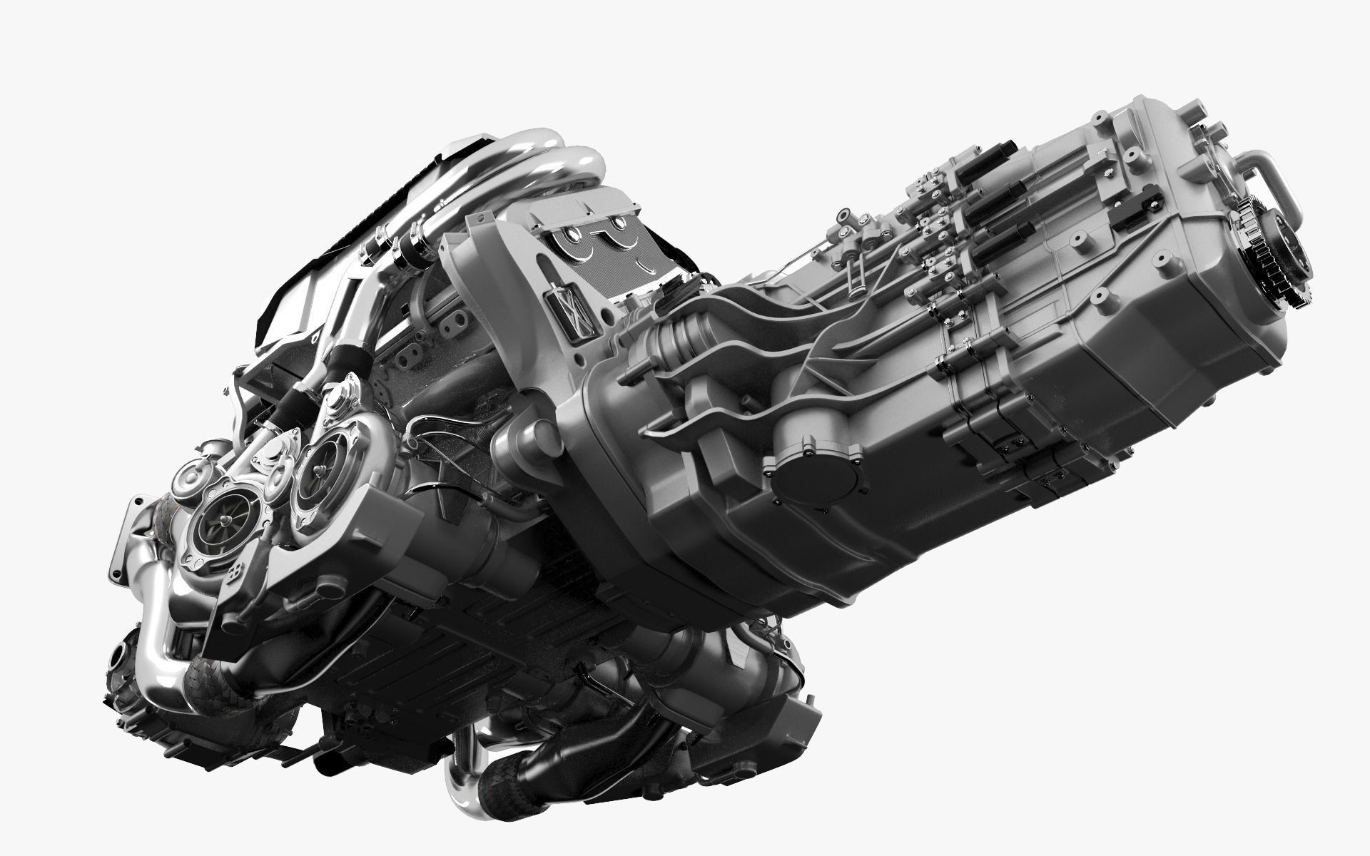 Bugatti W16 Engine - Chiron - Divo Low-poly 3D model_27