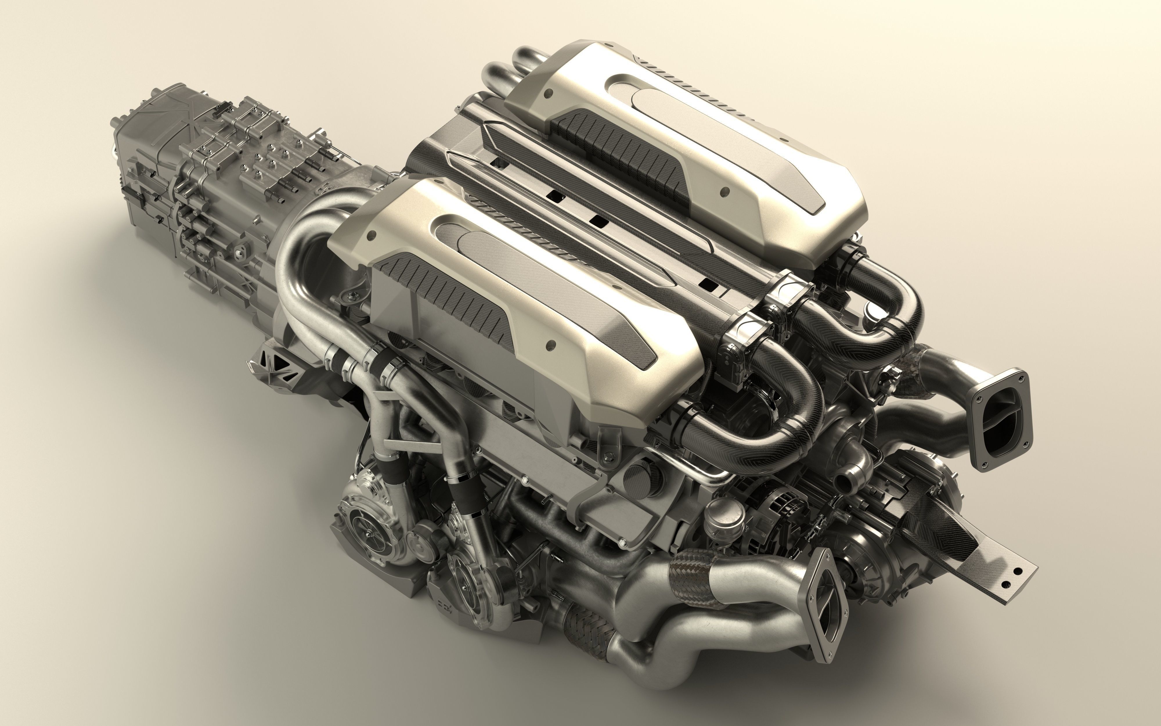 Bugatti W16 Engine - Chiron - Divo Low-poly 3D model_2