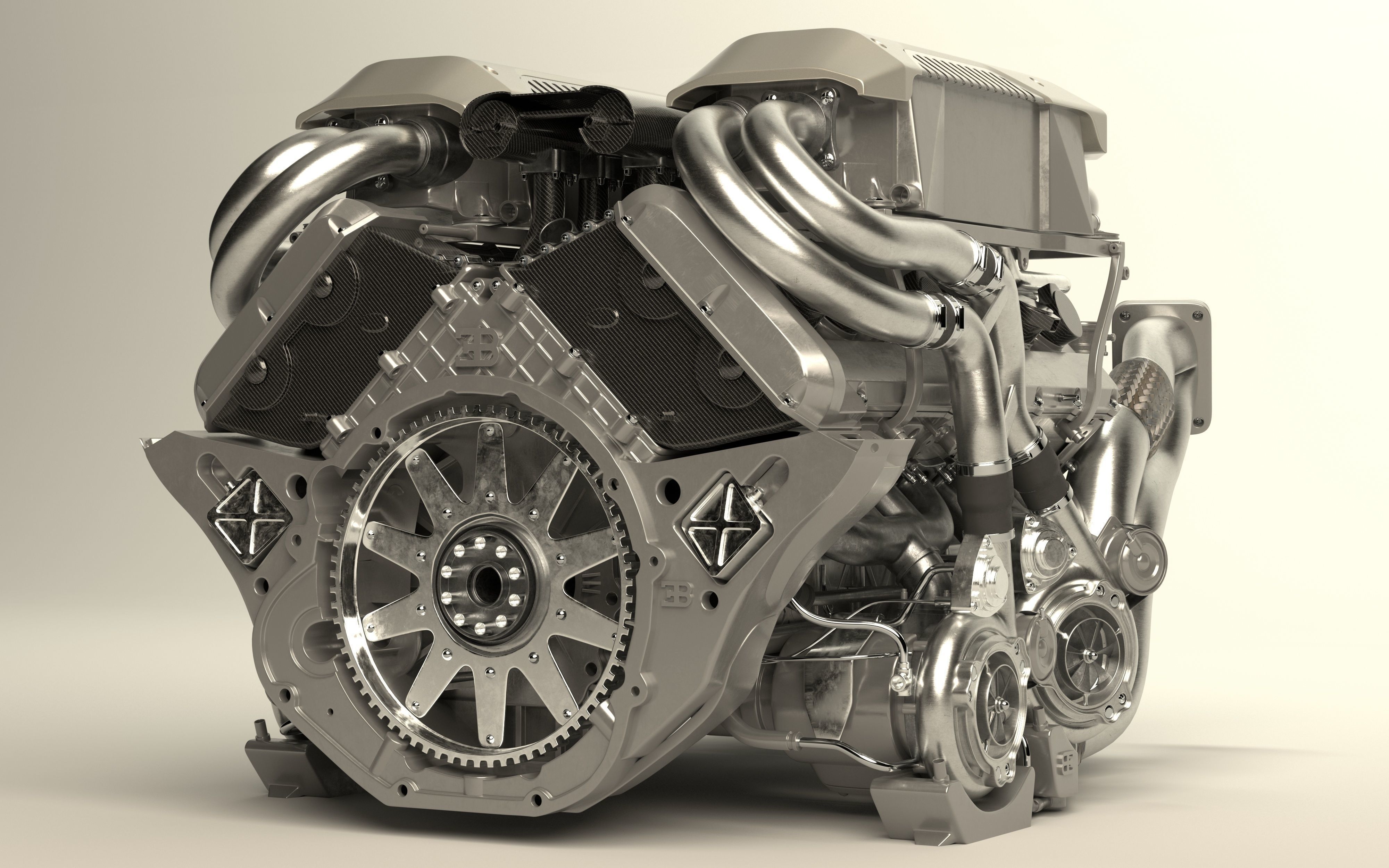 Bugatti W16 Engine - Chiron - Divo Low-poly 3D model_7