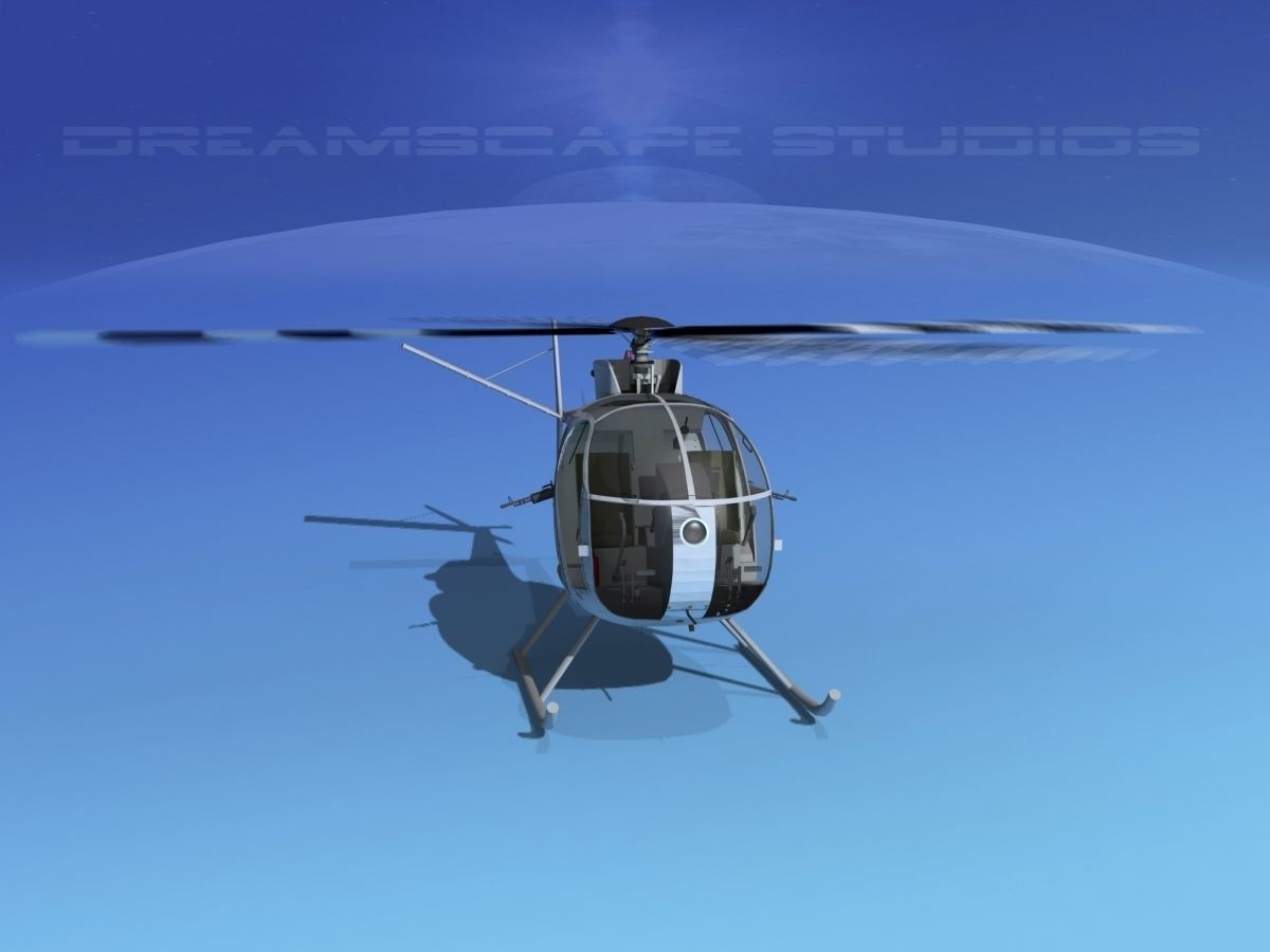 Hughes OH-6 Cayuse Bare Metal 3D model_2