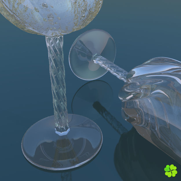 Set champagne low poly glass Low-poly 3D model_6