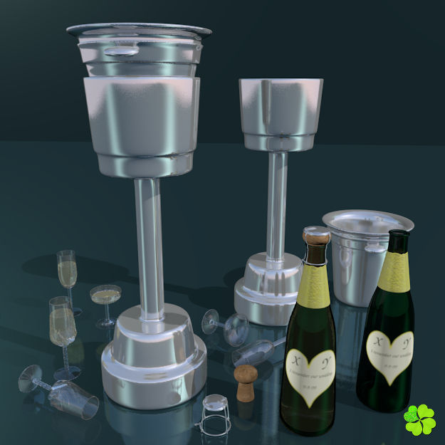 Set champagne low poly glass Low-poly 3D model_11