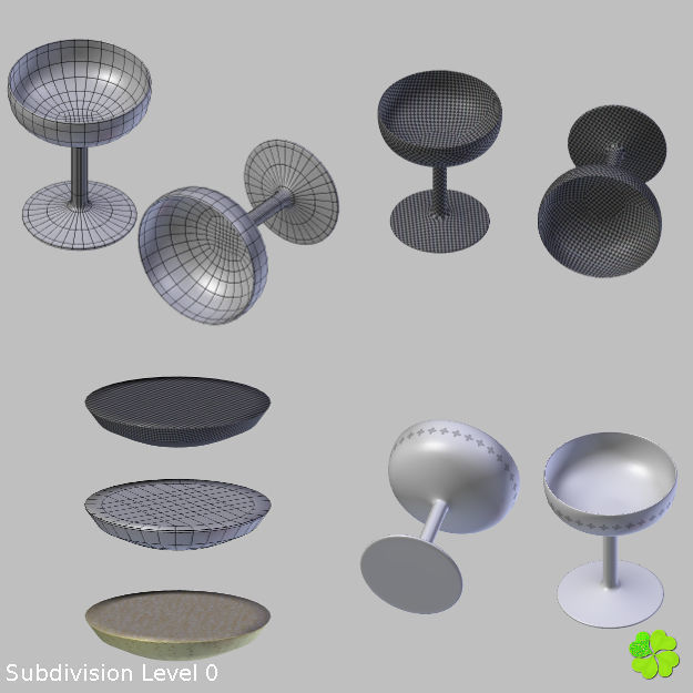 Set champagne low poly glass Low-poly 3D model_33