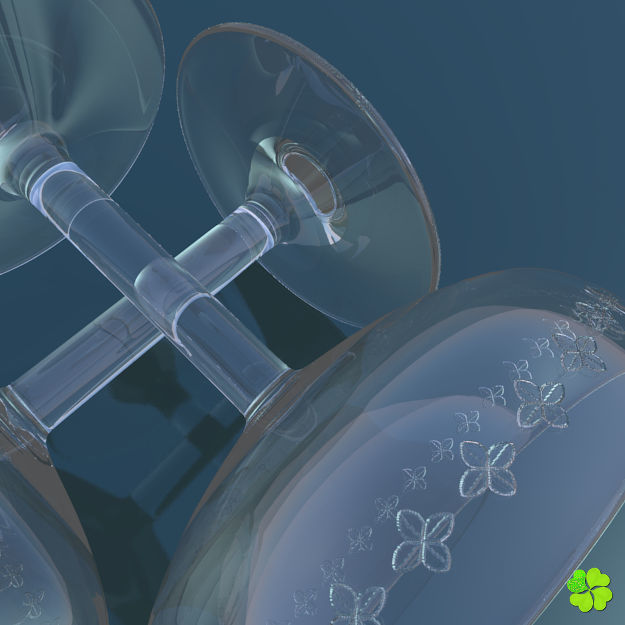 Set champagne low poly glass Low-poly 3D model_10