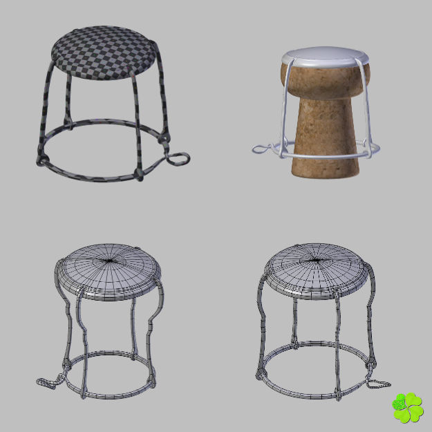 Set champagne low poly glass Low-poly 3D model_24