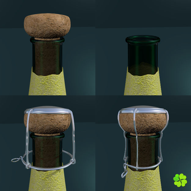 Set champagne low poly glass Low-poly 3D model_5