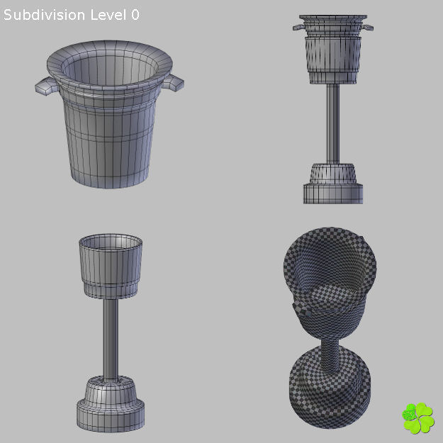 Set champagne low poly glass Low-poly 3D model_35
