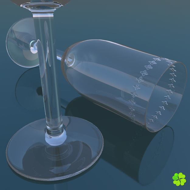 Set champagne low poly glass Low-poly 3D model_1