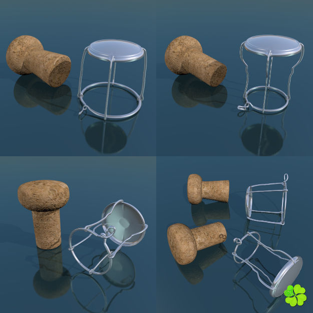 Set champagne low poly glass Low-poly 3D model_7