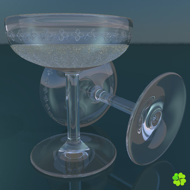 Set champagne low poly glass Low-poly 3D model_3
