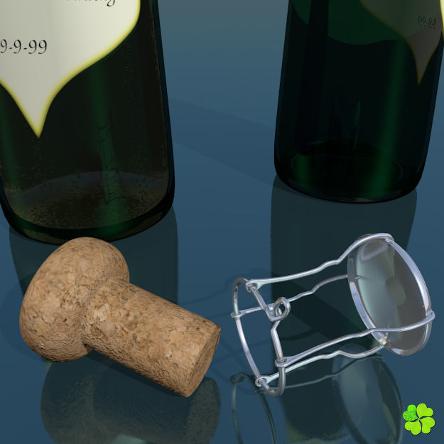 Set champagne low poly glass Low-poly 3D model_14