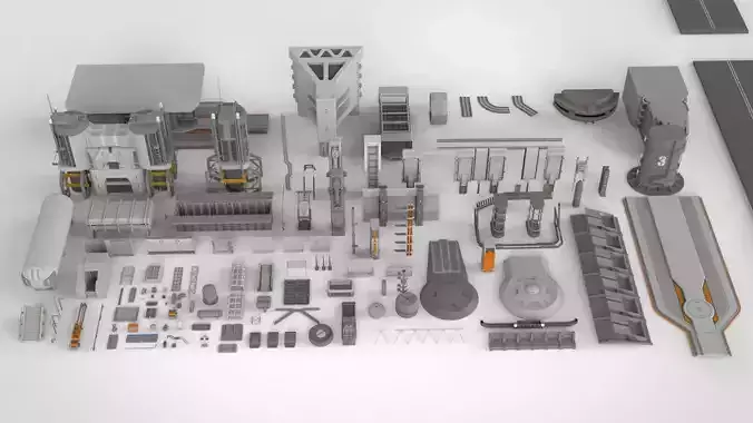 Sci-Fi architecture Elements collection 13 3D model