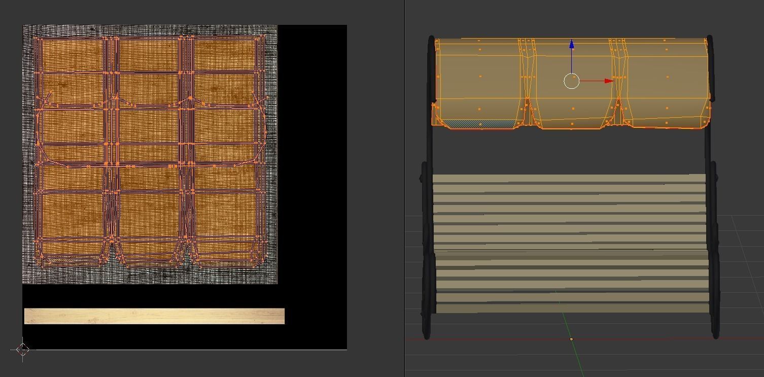 Bench wooden with umbrella Low-poly 3D model_10