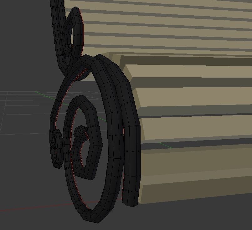 Bench wooden with umbrella Low-poly 3D model_7